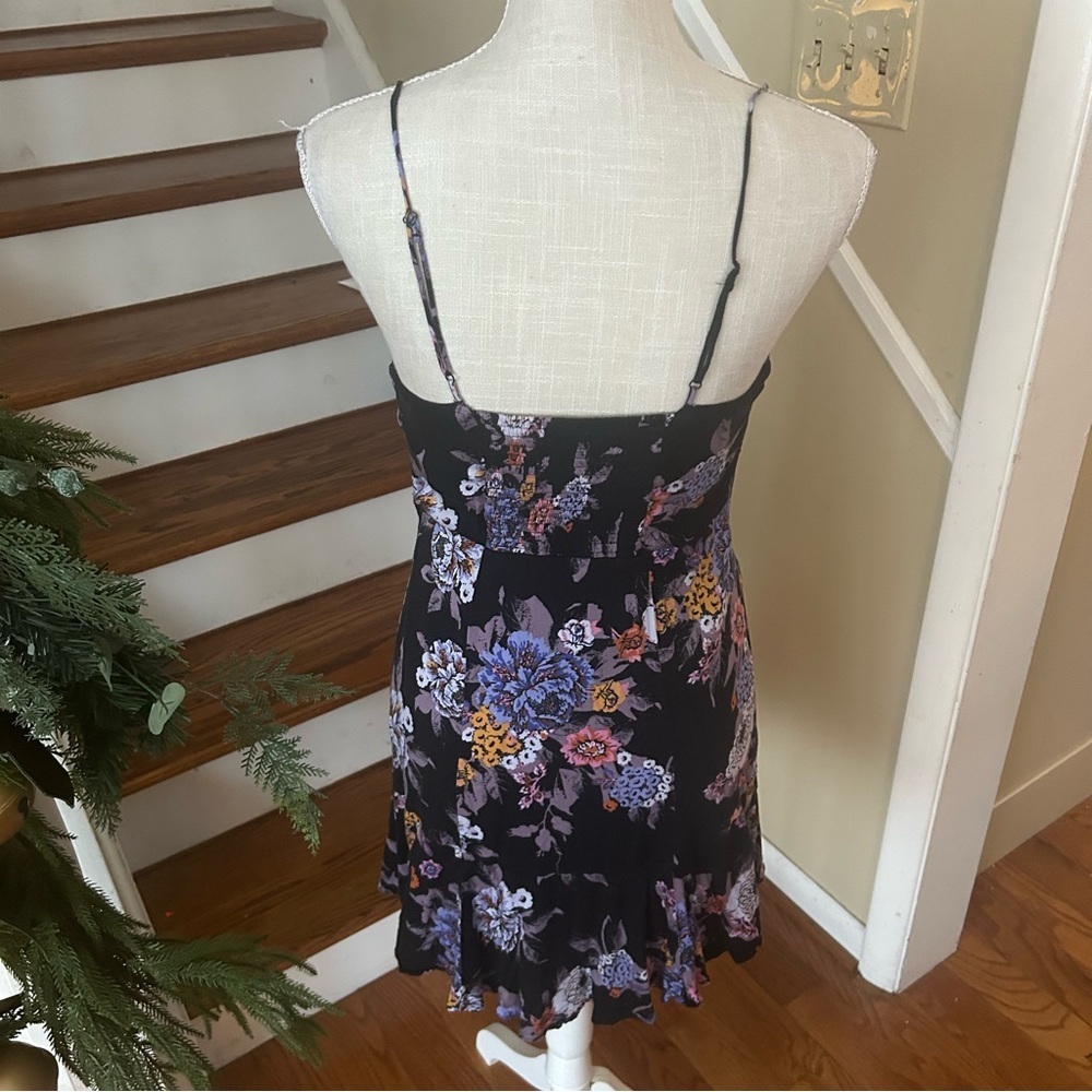 Free People Happy Heart Mini Dress Black Floral Fairy-Grunge Medium Whimsy Boho - Picture 4 of 10